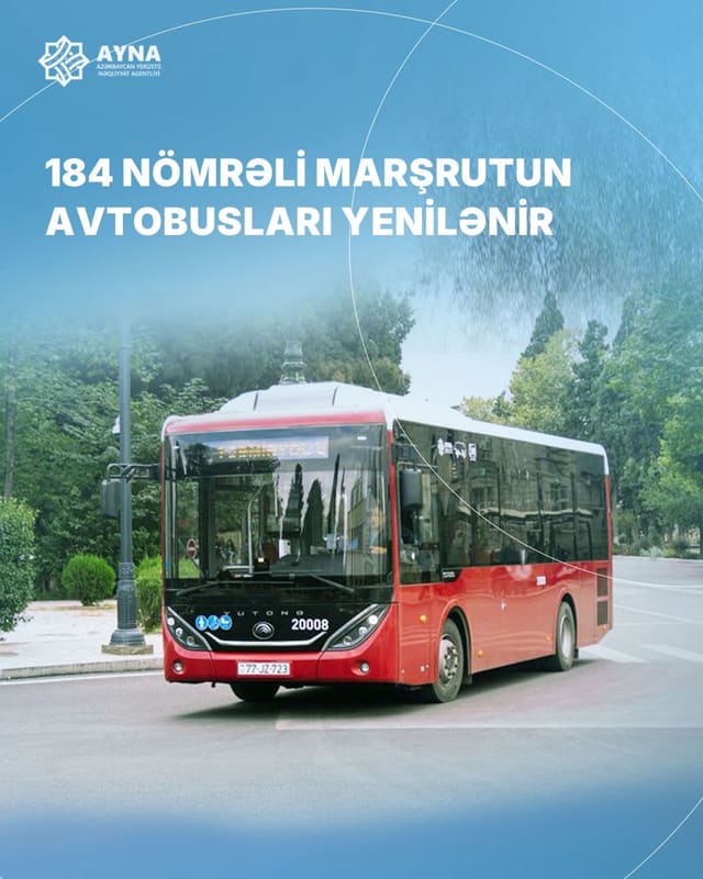 184 nömrəli marşrut xəttində avtobuslar yenilənib