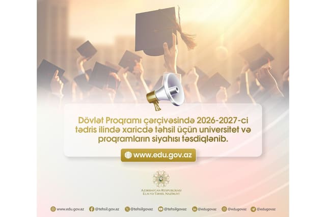 Dövlət Proqramı ilə xaricdə təhsil üzrə universitet və proqramların siyahısı təsdiqlənib