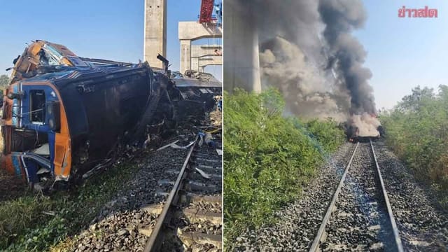 Tailandda tikinti kranının qatarın üzərinə düşməsi nəticəsində 22 nəfər ölüb - FOTO - YENİLƏNİB