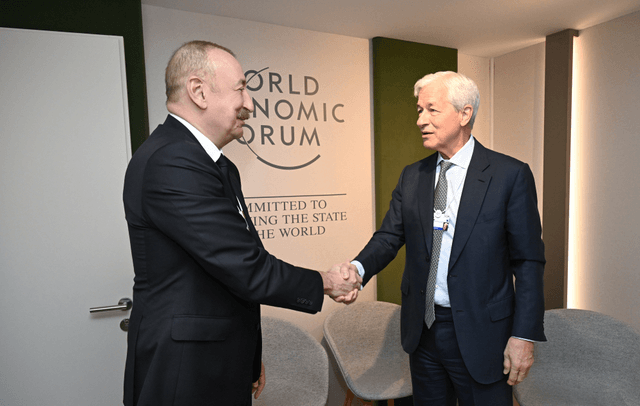 İlham Əliyev Davosda “J.P. Morgan” şirkətinin sədri və baş icraçı direktoru ilə görüşüb - YENİLƏNİB