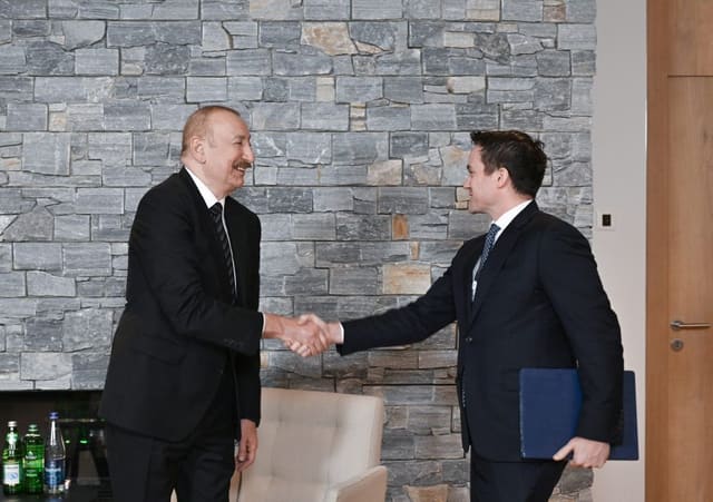 İlham Əliyev Davosda “Brookfield Asset Management” şirkətinin prezidenti ilə görüşüb