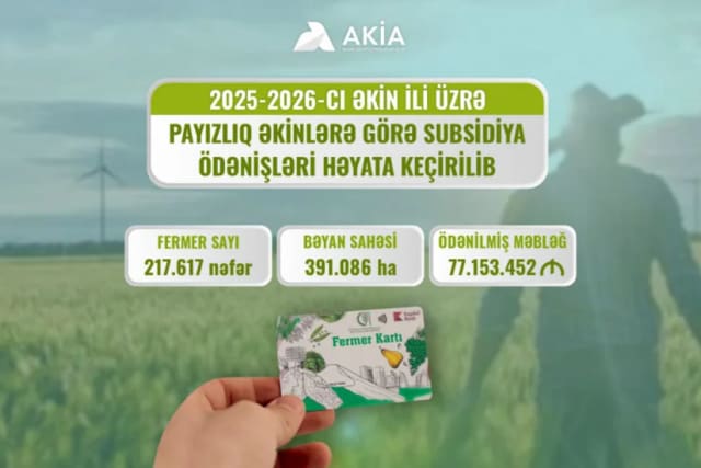 Payızlıq əkinlərə görə subsidiya ödənişlərinə başlanılıb
