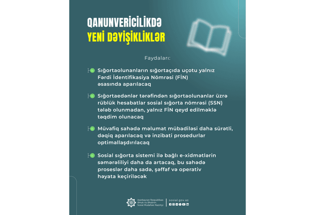 Sığortaolunanların sığortaçıda uçotu yalnız FİN ilə aparılacaq