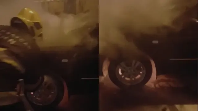 Bakıda "Hyundai" yanıb
