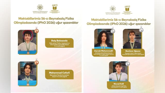 Azərbaycan məktəbliləri Beynəlxalq Fizika Olimpiadasında son 20 ilin ən yüksək nəticəsini əldə ediblər