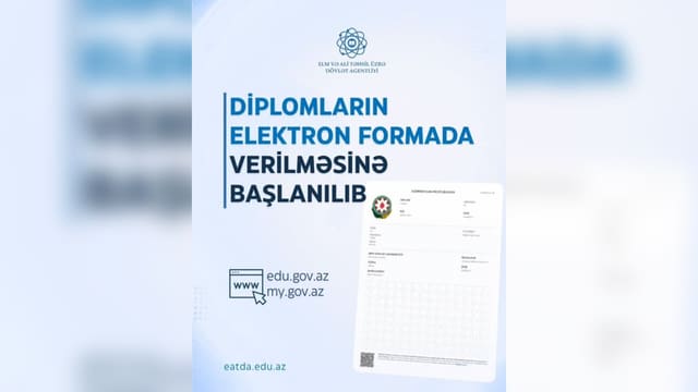 Ali təhsil pilləsində məzunlara elektron diplomların verilməsinə başlanılıb