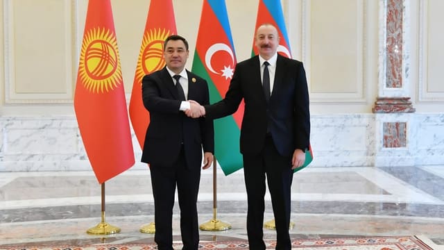 Prezident İlham Əliyevin Çolpon-Ata şəhərində rəsmi qarşılanma mərasimi olub