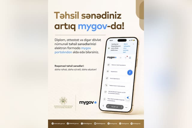 Təhsil sənədləri artıq myGov-da!