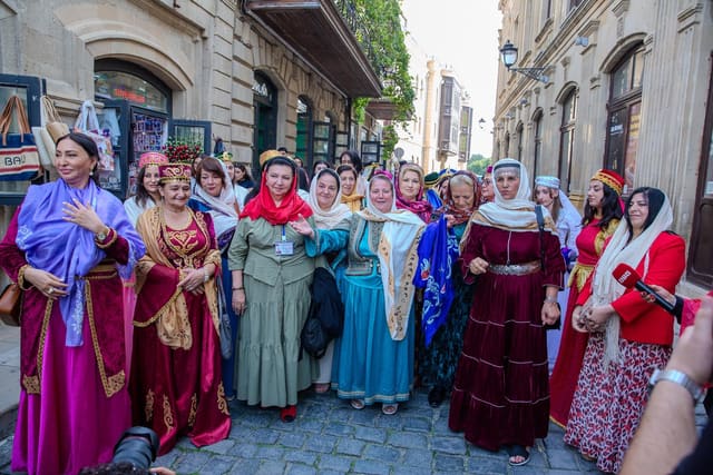 NGOs hold march in central Baku wearing national headscarf, kelaghayi