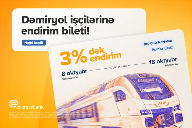 Dəmiryol işçilərinə min. 0% komissiya ilə 100 000 AZN-dək kredit