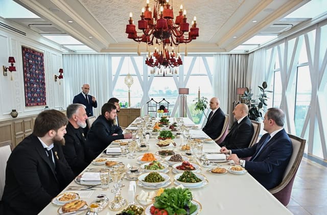 Ilham Aliyev and head of Russia's Chechen Republic have joint lunch