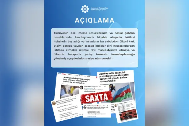 Media və Yayım Şurası Azərbaycan haqqında saxta məlumatların yayılmasını qətiyyətlə pisləyib