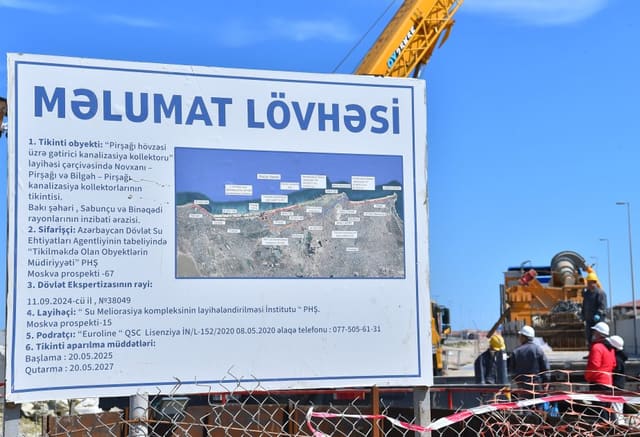 Sabahdan Novxanı-Pirşağı kanalizasiya kollektorunun tikintisinə başlanılır