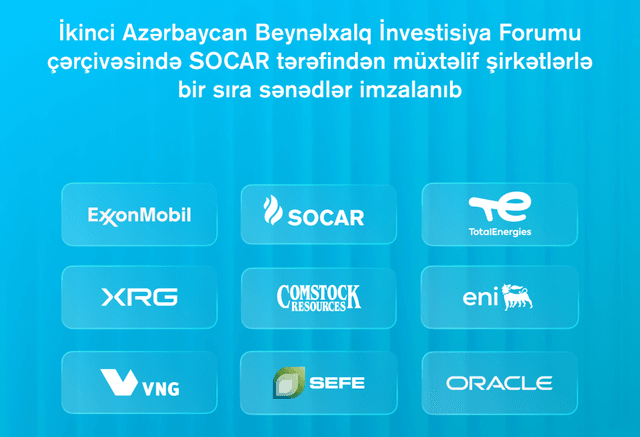 SOCAR İkinci Azərbaycan Beynəlxalq İnvestisiya Forumu çərçivəsində müxtəlif şirkətlərlə sənədlər imzalayıb