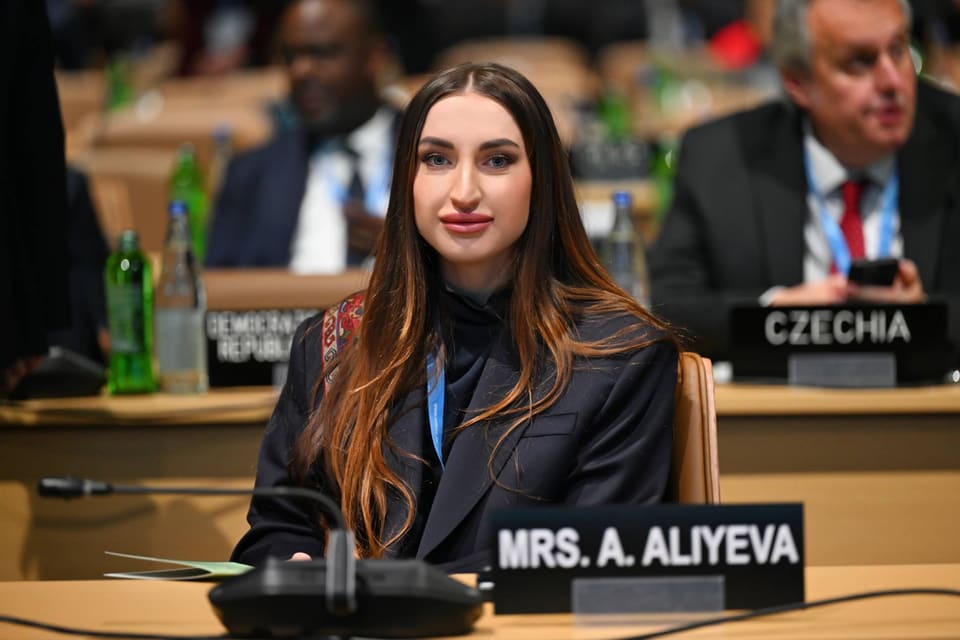 Alyona Əliyeva "Rənglərdən yaşanan 10 il" adlı hesabat sərgisindən paylaşım edib