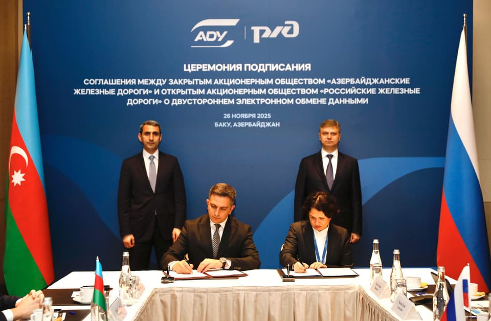 Azərbaycan və Rusiya Dəmir Yolları arasında elektron məlumat mübadiləsi sazişi imzalanıb
