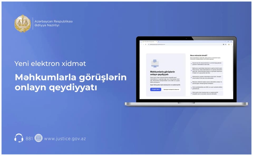 “Məhkumlarla görüşlərin onlayn qeydiyyatı” xidməti istifadəyə verilib