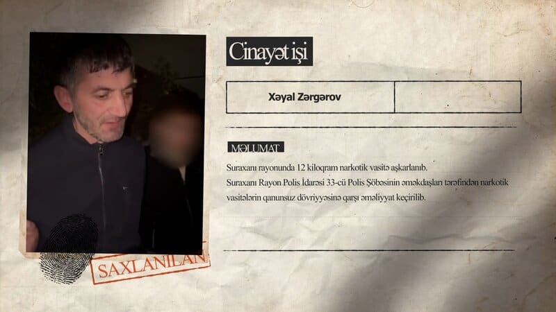 Suraxanı rayonunda 12 kiloqram narkotik vasitə aşkarlanıb