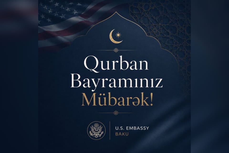 ABŞ səfirliyi Azərbaycan xalqını Qurban bayramı münasibətilə təbrik edib