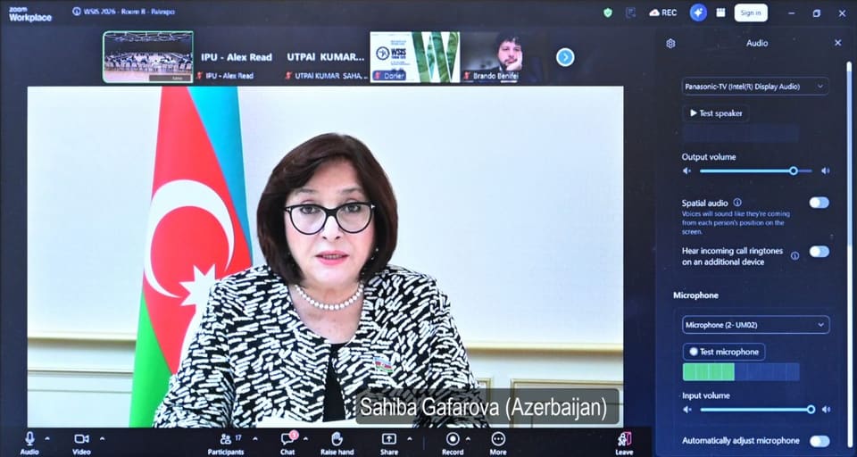 Sahibə Qafarova Parlamentlərarası İttifaqın yüksəksəviyyəli dialoqunda iştirak edib