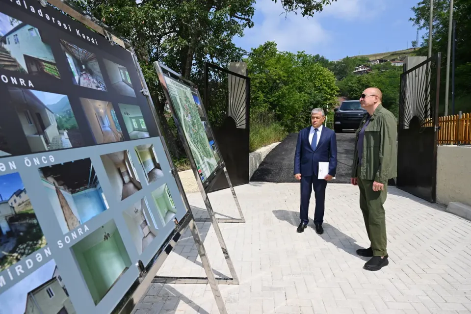 İlham Əliyev Şuşanın Kiçik Qaladərəsi kəndində görülən işlərlə tanış olub və kəndə qayıdan sakinlərlə görüşüb - YENİLƏNİB