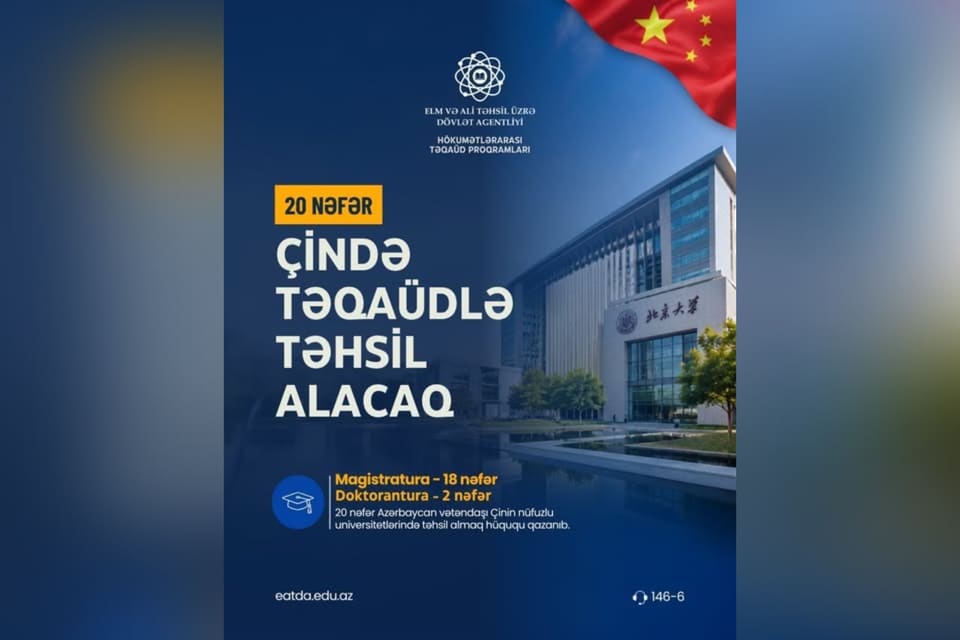 20 nəfər azərbaycanlı Çində təqaüdlə təhsil alacaq