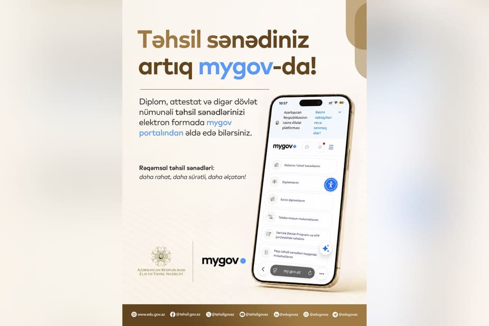 Təhsil sənədləri artıq myGov-da!