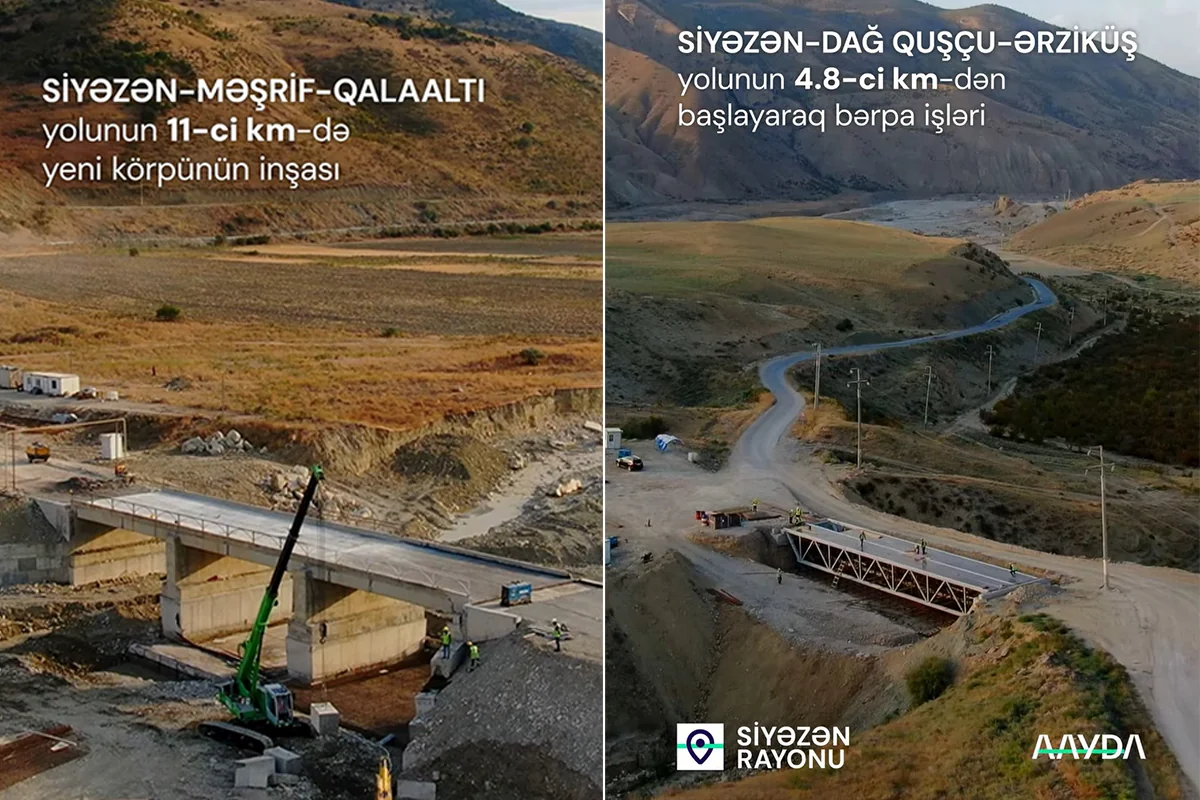 AAYDA: Siyəzən-Məşrif-Qalaaltı yolunda qəzalı körpünün əvəzinə yeni körpü tikilir