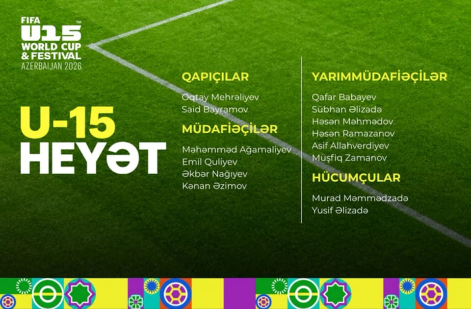 FIFA U-15 Dünya Çempionatı və Festivalında iştirak edəcək Azərbaycan millisinin heyəti açıqlanıb