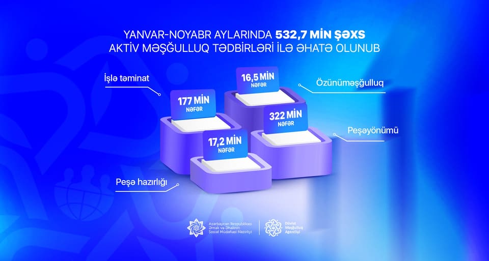 Son 11 ayda 532 mindən çox şəxs aktiv məşğulluq tədbirlərinə cəlb olunub