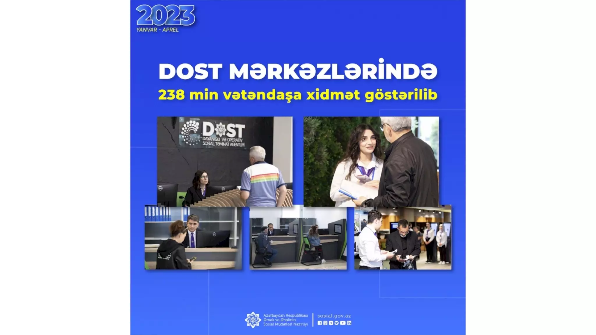 DOST mərkəzlərində son 4 ayda 238 min vətəndaşa xidmət göstərilib