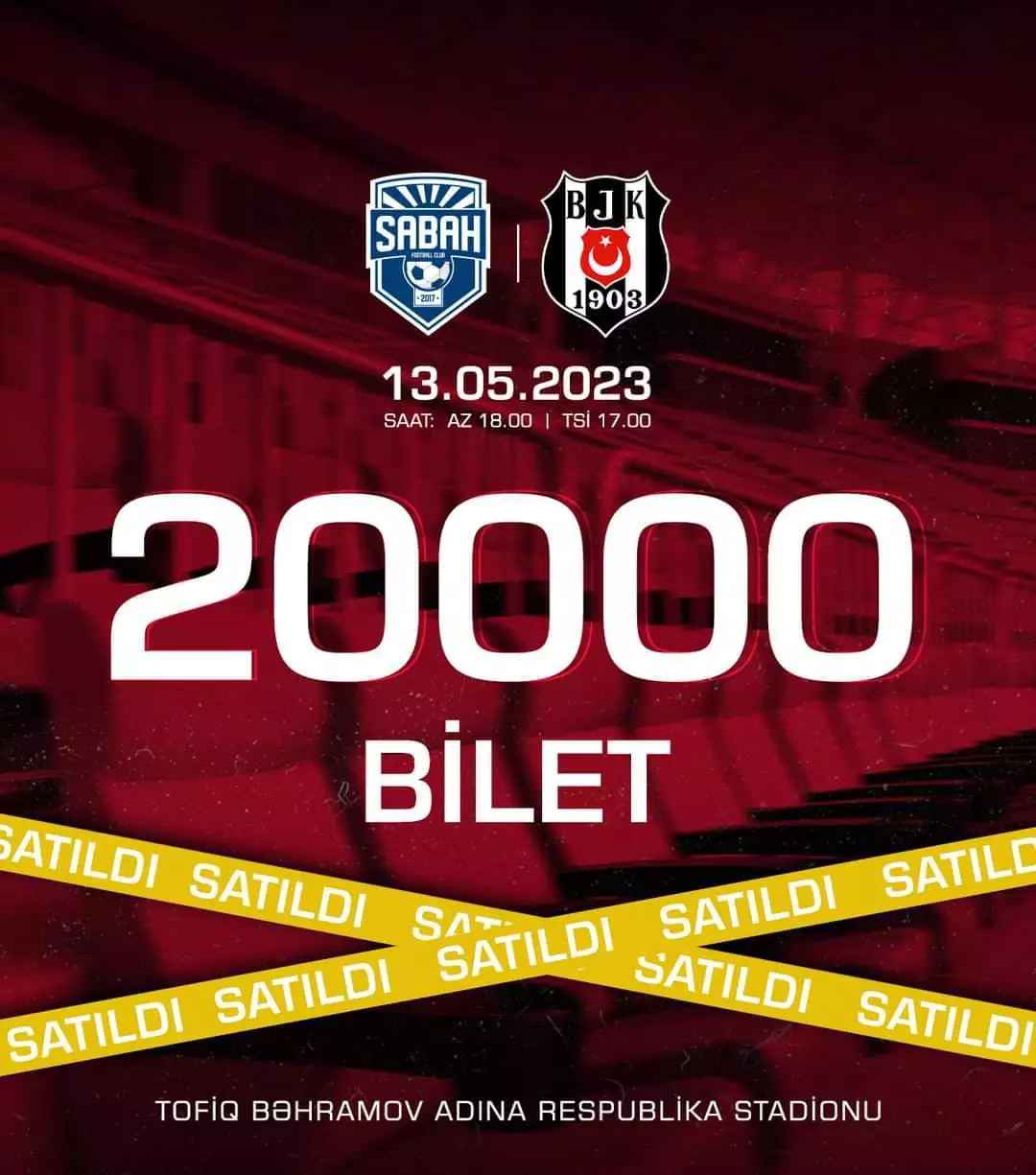 "Sabah" – "Beşiktaş" oyununa 20 min bilet satılıb