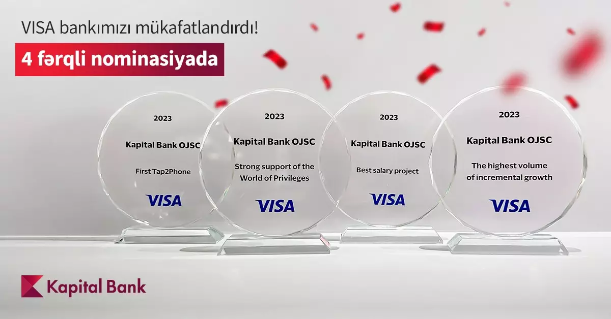 Kapital Bank Visa-nın 4 mükafatına layiq görülüb