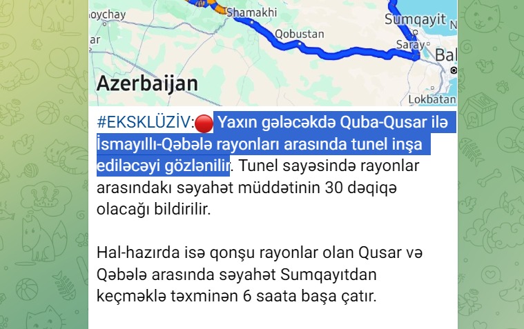 Quba-Qusar ilə İsmayıllı-Qəbələ rayonları arasında tunel inşa edilir? - AÇIQLAMA