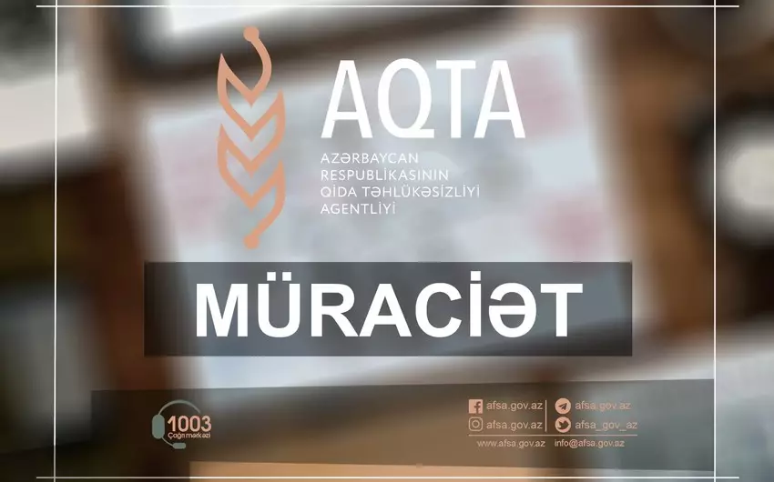 AQTA qida subyektlərinə müraciət edib