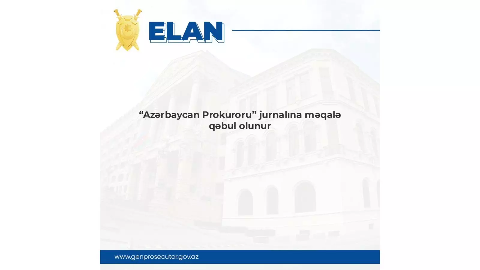 “Azərbaycan Prokuroru” jurnalına məqalə qəbul olunur