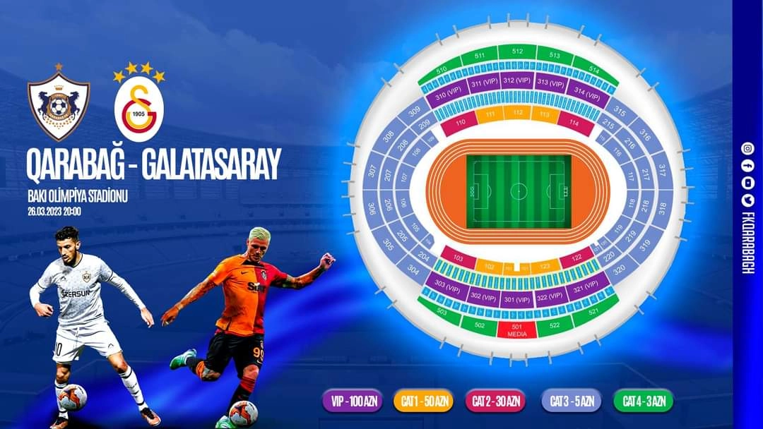 "Qarabağ" - "Qalatasaray" matçına satılan bilet sayı açıqlanıb