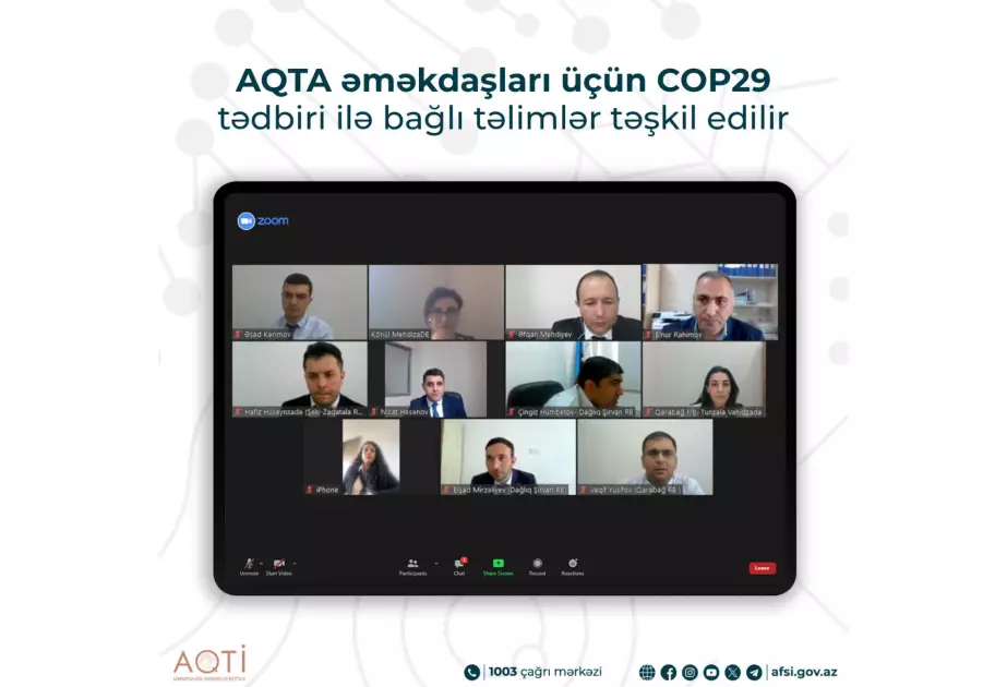 AQTA əməkdaşları üçün COP29 tədbiri ilə bağlı təlimlər təşkil edilir