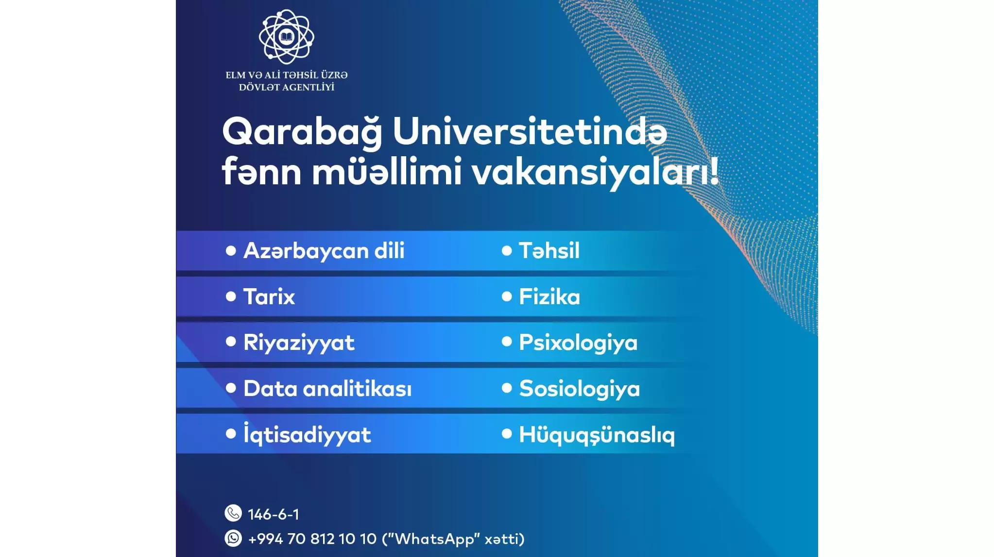 Qarabağ Universitetində müəllim vakansiyası elan edilib