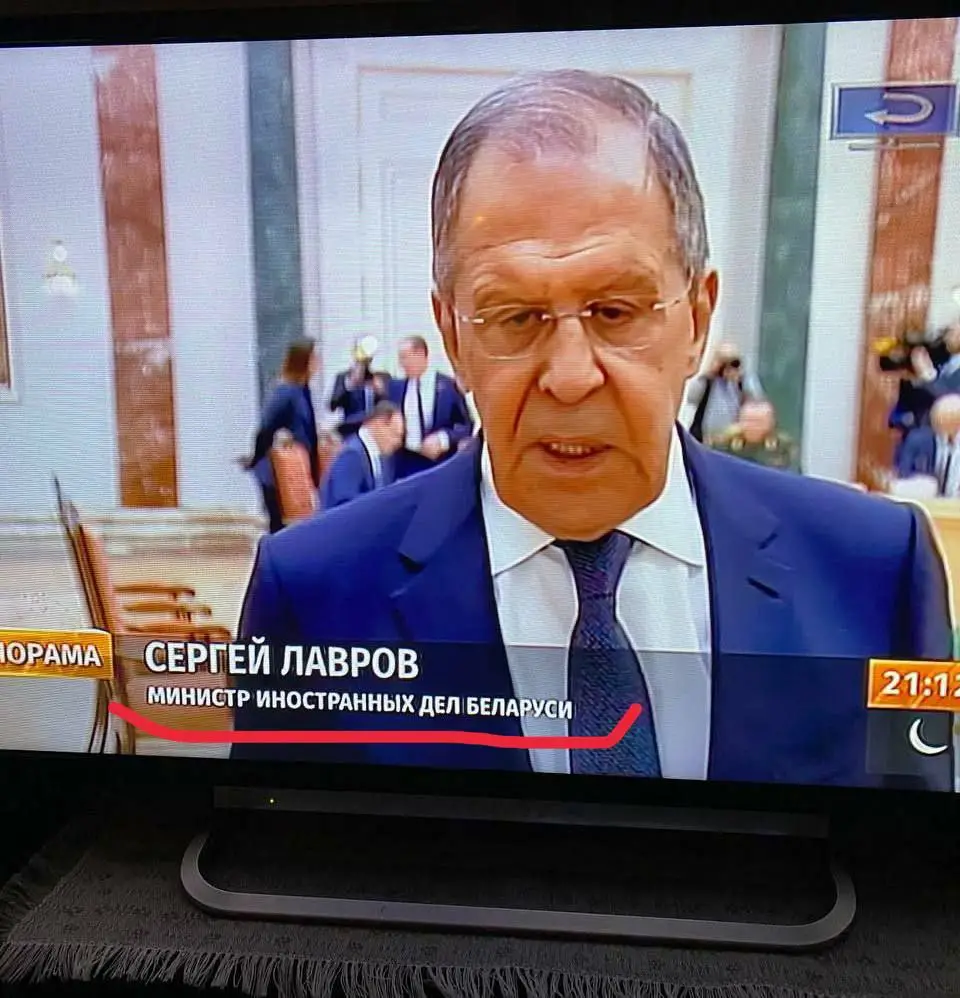 Rusiya kanalında Lavrov Belarus XİN rəhbəri kimi göstərilib