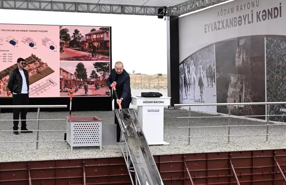 Prezident Ağdamın Eyvazxanbəyli kəndinin təməlqoyma mərasimində iştirak edib - YENİLƏNİB - FOTO