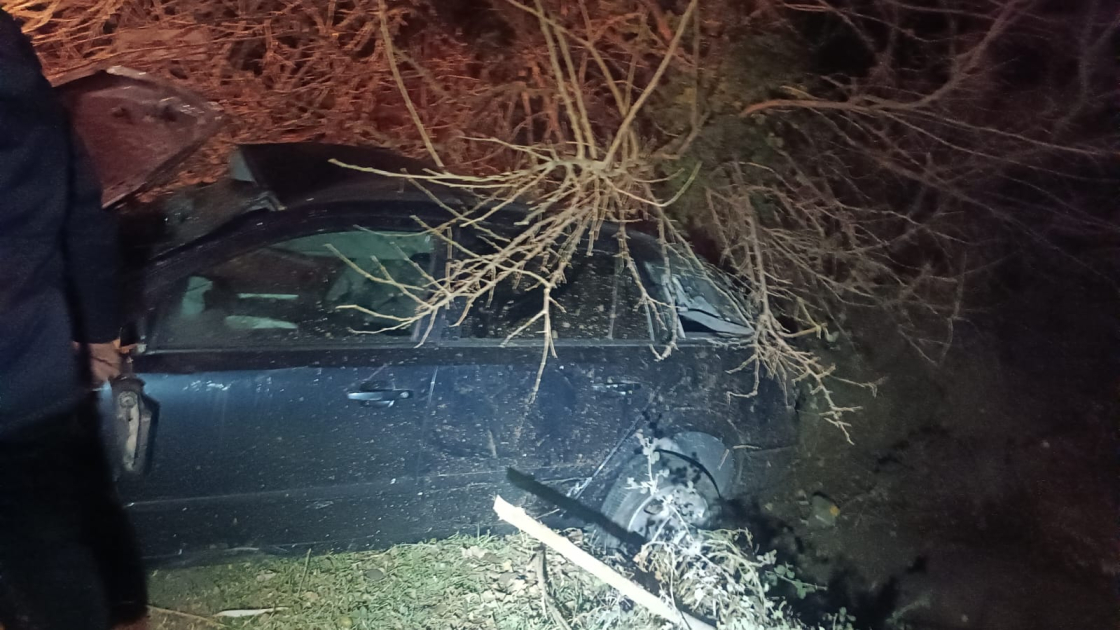 Tovuzda avtomobil ağaca çırpılıb