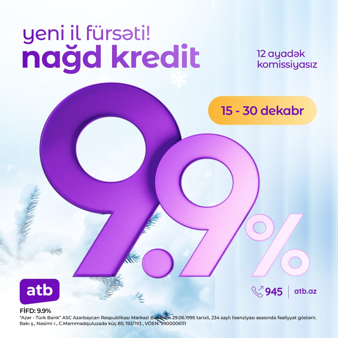 Azər Türk Bank yeni ilə kredit faizini endirib