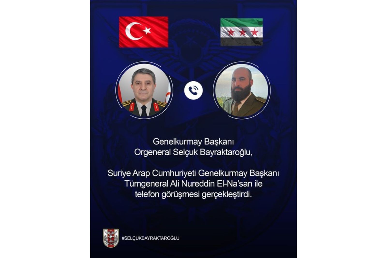 Selçuk Bayraktaroğlu suriyalı həmkarı ilə telefon danışığı aparıb