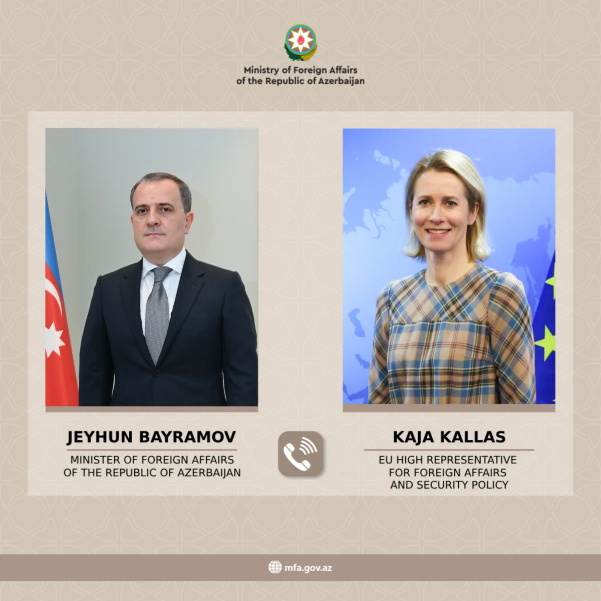 Ceyhun Bayramov Kaya Kallas ilə telefon danışığı aparıb