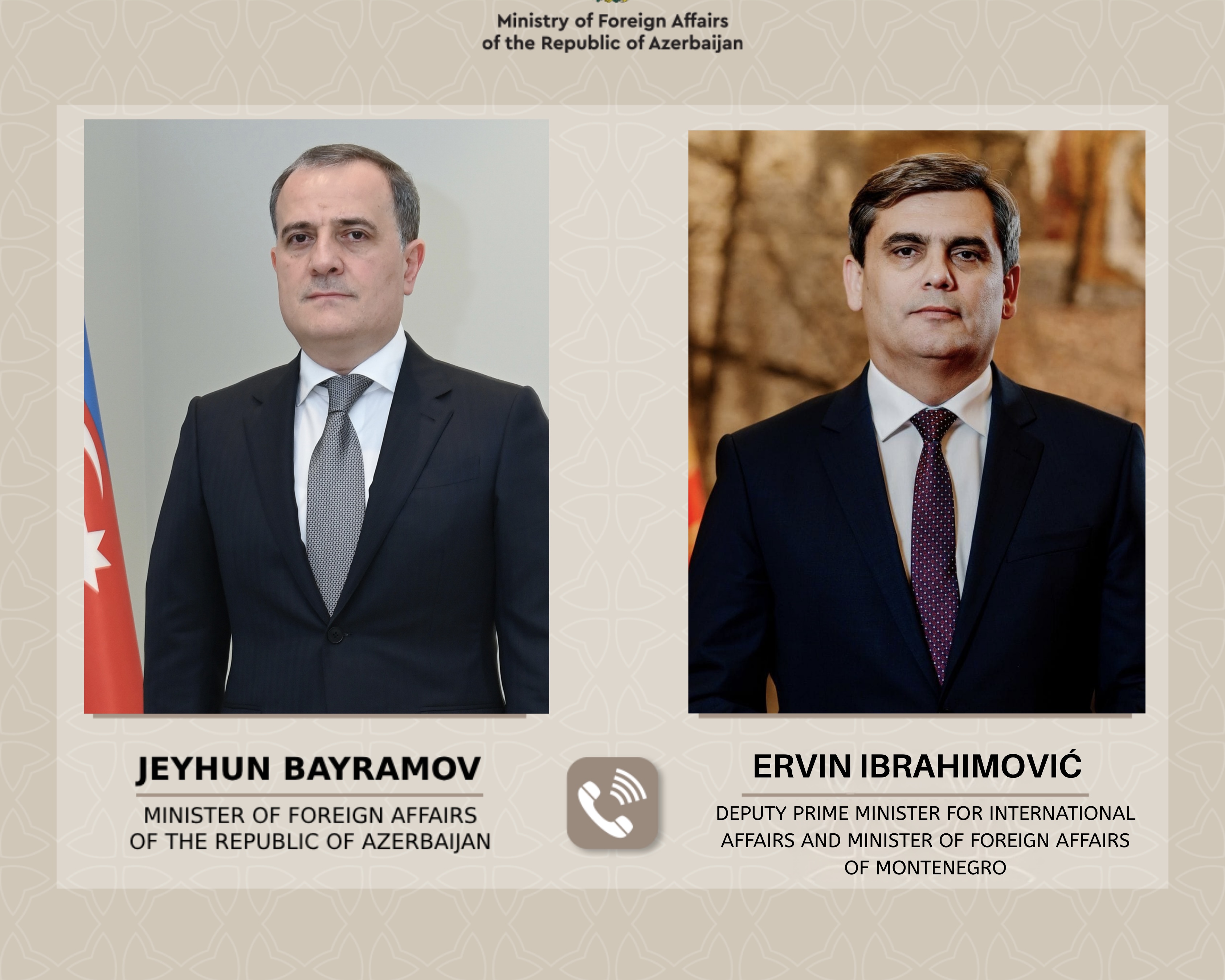 Ceyhun Bayramovla Monteneqronun xarici işlər naziri arasında telefon danışığı olub