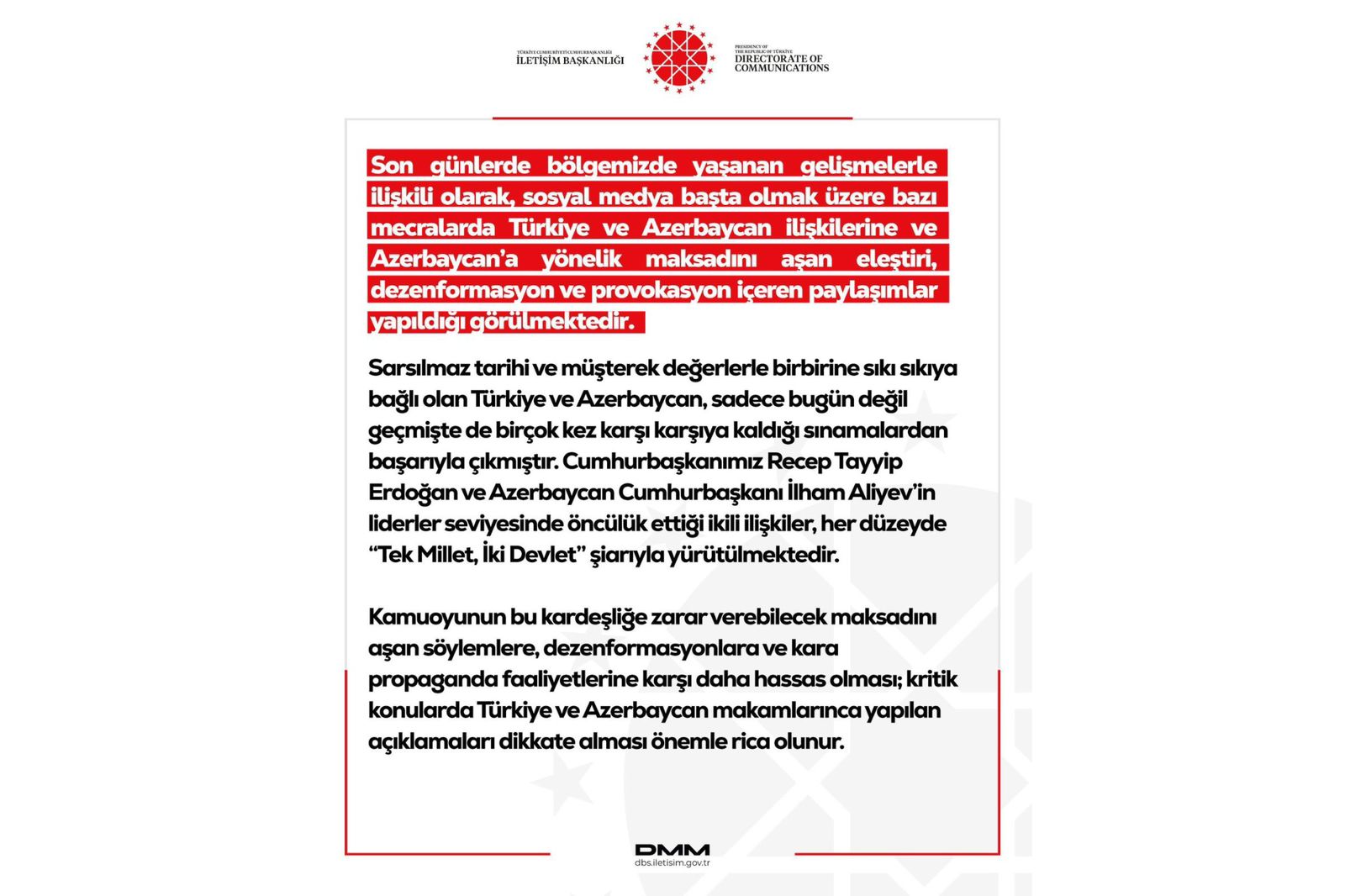 Türkiyə Dezinformasiya ilə Mübarizə Mərkəzi: Dezinformasiya və təxribatlara qarşı həssas olunmalıdır