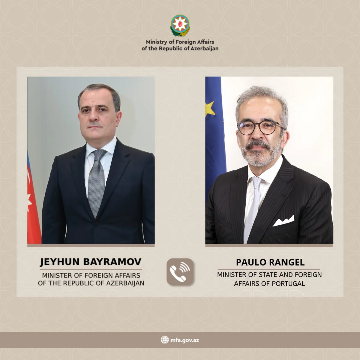 Azərbaycan və Portuqaliya XİN başçıları Yaxın Şərqdəki gərginliyi müzakirə ediblər