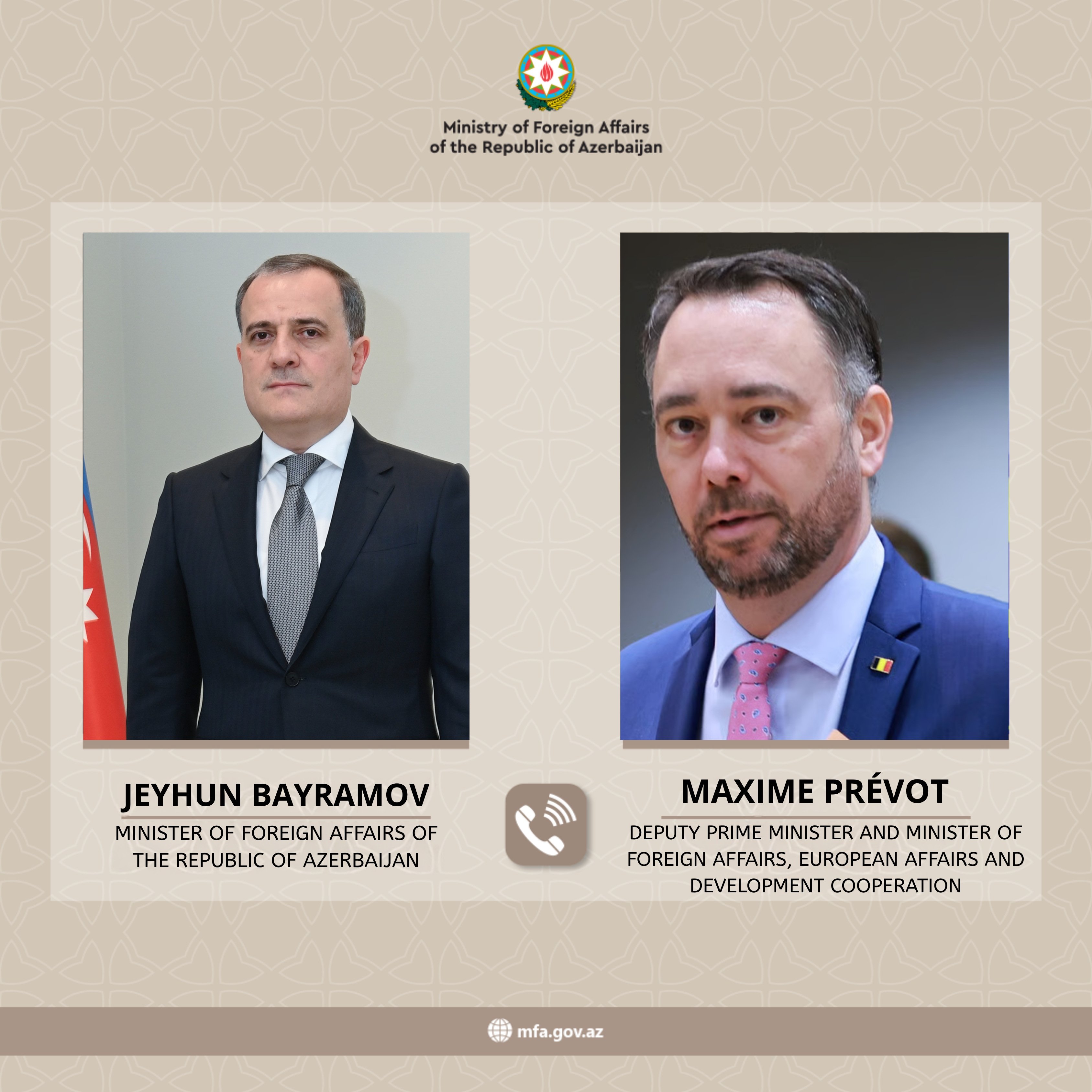 Ceyhun Bayramov belçikalı həmkarı ilə danışıb