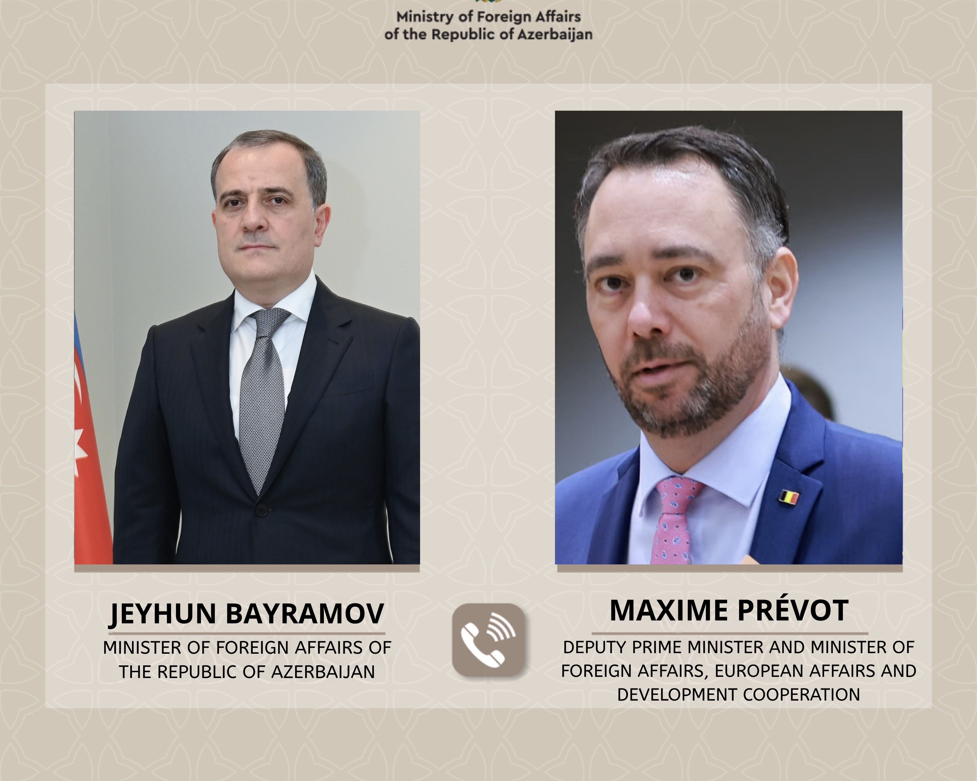 Ceyhun Bayramov belçikalı həmkarı ilə danışıb